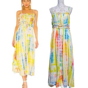 Tanya Taylor Honor Dress Tie Dye Braided Straps Flowy Maxi Dress Sz 10